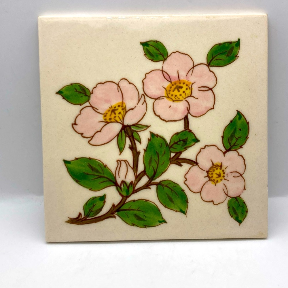 Vintage Desert Rose By Franciscan Tea Tile Trivet 6" x 6" Made In USA